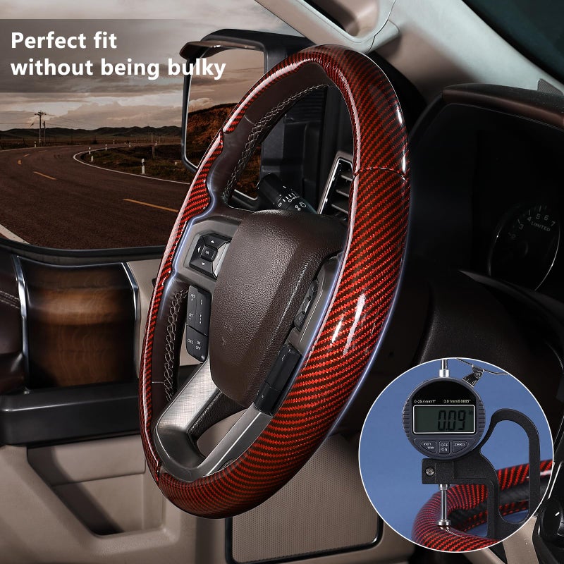 Aotoyou Steering Wheel Cover for Ford F150/ 2015-2020/ F250 2017-2021/ F350 2017-2021/ F450 2017-2021/ F550 2017-2021/ Ford Expedition 2018-2021 Steering Wheel Protector for Ford Steering Wheel Accessories - Image 5